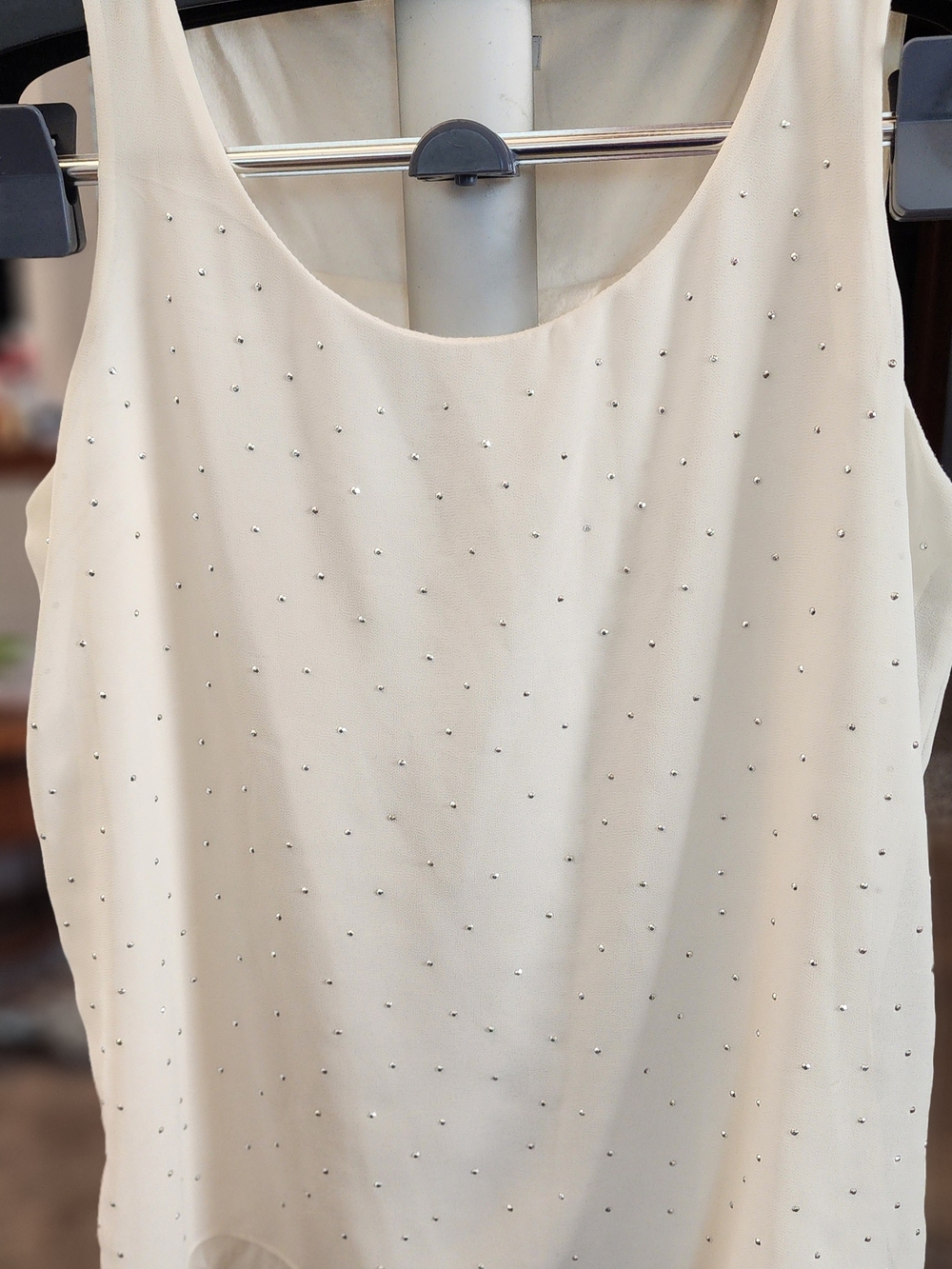 Sleeveless Cream Beaded Women's Tank Top